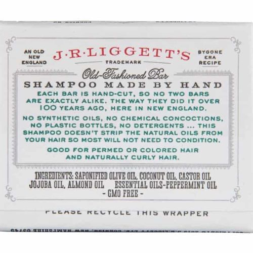 J.R.LIGGETT'S Jojoba & Peppermint Shampoo Bar Label