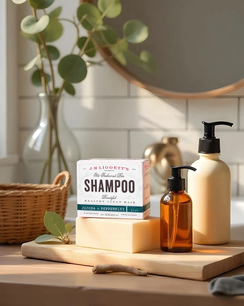 Bathroom with shampoo items
